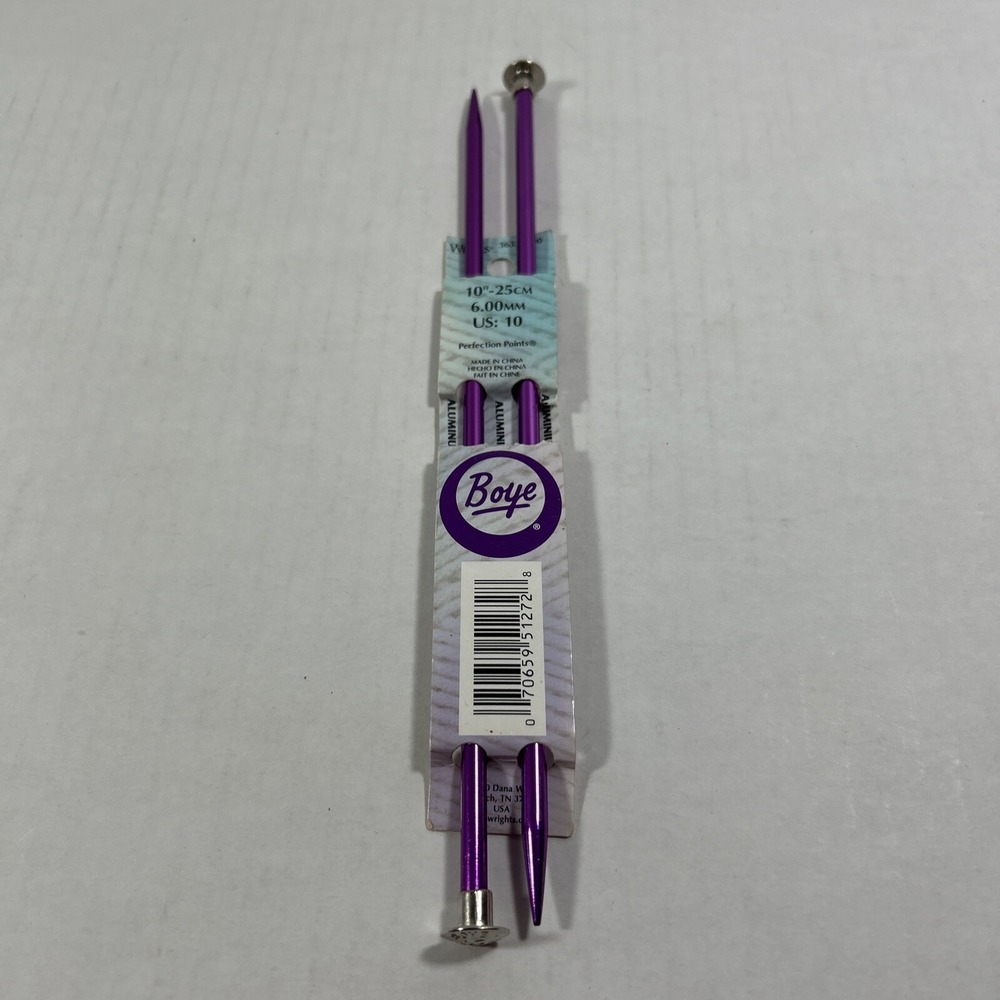 Boye Single Point Knitting Needles Aluminum US 10‎ - 6.00mm - 10 inch - 25cm (2)